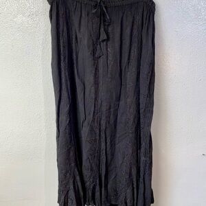 Venus Imports NWT Black Embroidered Maxi Skirt Elastic Waist Womens XL Boho Chic